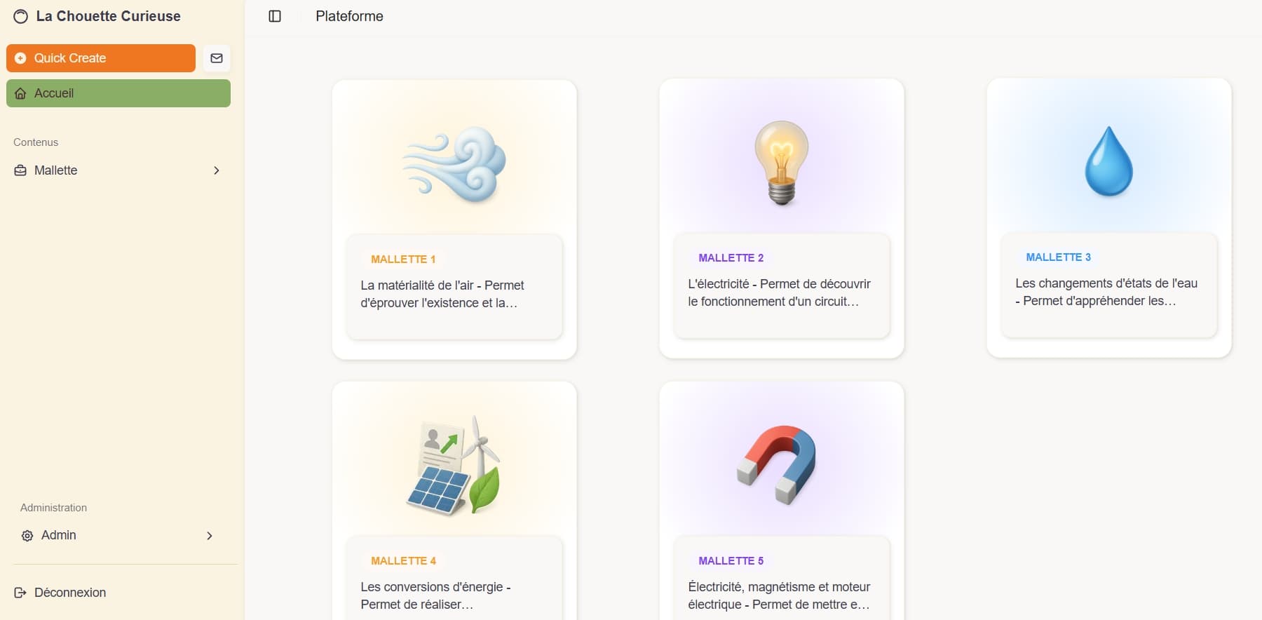 Plateforme numérique La Chouette Curieuse